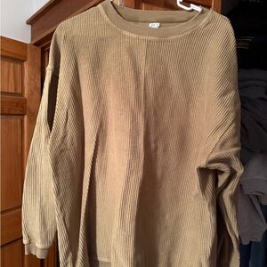 Aerie Green Corded Crewneck Sweatshirt